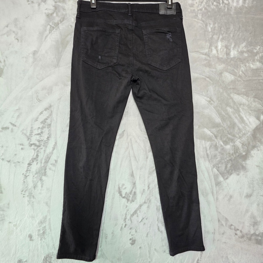 American Eagle Athletic Skinny Distressed Black Jeans Mens 33x32 - Picture 3 of 9
